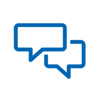 Blue Icon: Two speech bubbles