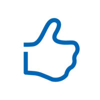 Blue icon: Fist with raised thumb