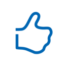  Blue icon: Fist with raised thumb