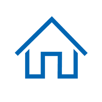 Blue icon: House with pointed roof