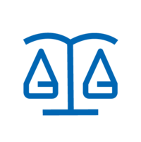 Blaues Icon mit einer Waage.