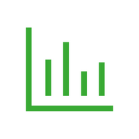 Green icon: Barchart with 4 bars
