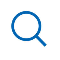 Blue icon: Magnifying glass