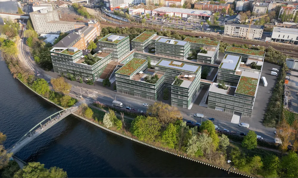 Luftbildaufnahme des Gewerbecampus „BERLIN DECKS“