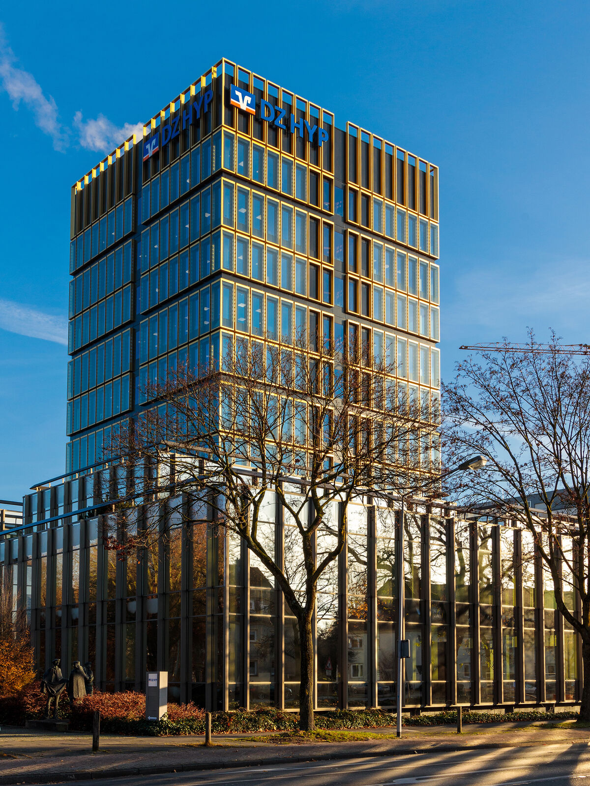 Company building with glass facade of the merged WGZ BANK in Münster, Germany