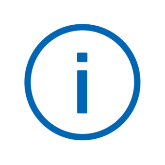 Blue icon: Circle with exclamationmark within