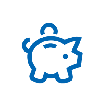 Blaues Icon: Sparen oder Geldanlage