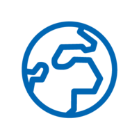 Blaues Icon: Weltkugel