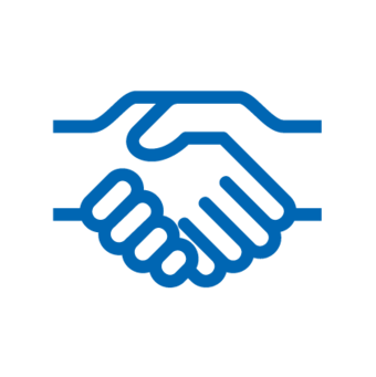 Blue icon: Handshake of two hands