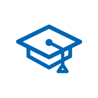 Blaues Icon: Nachwuchskräfte als Absolventen