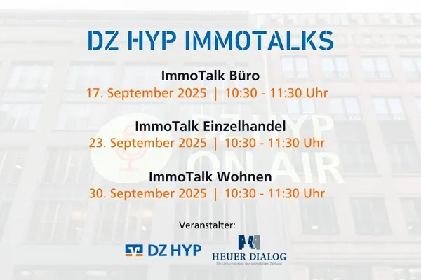 Infografik mit Terminen der DZ HYP ImmoTalks Infografik mit Terminen der DZ HYP ImmoTalks