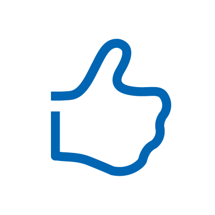  Blue icon: Fist with raised thumb