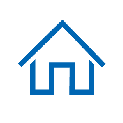 Blaues Icon: Haus mit Spitzdach